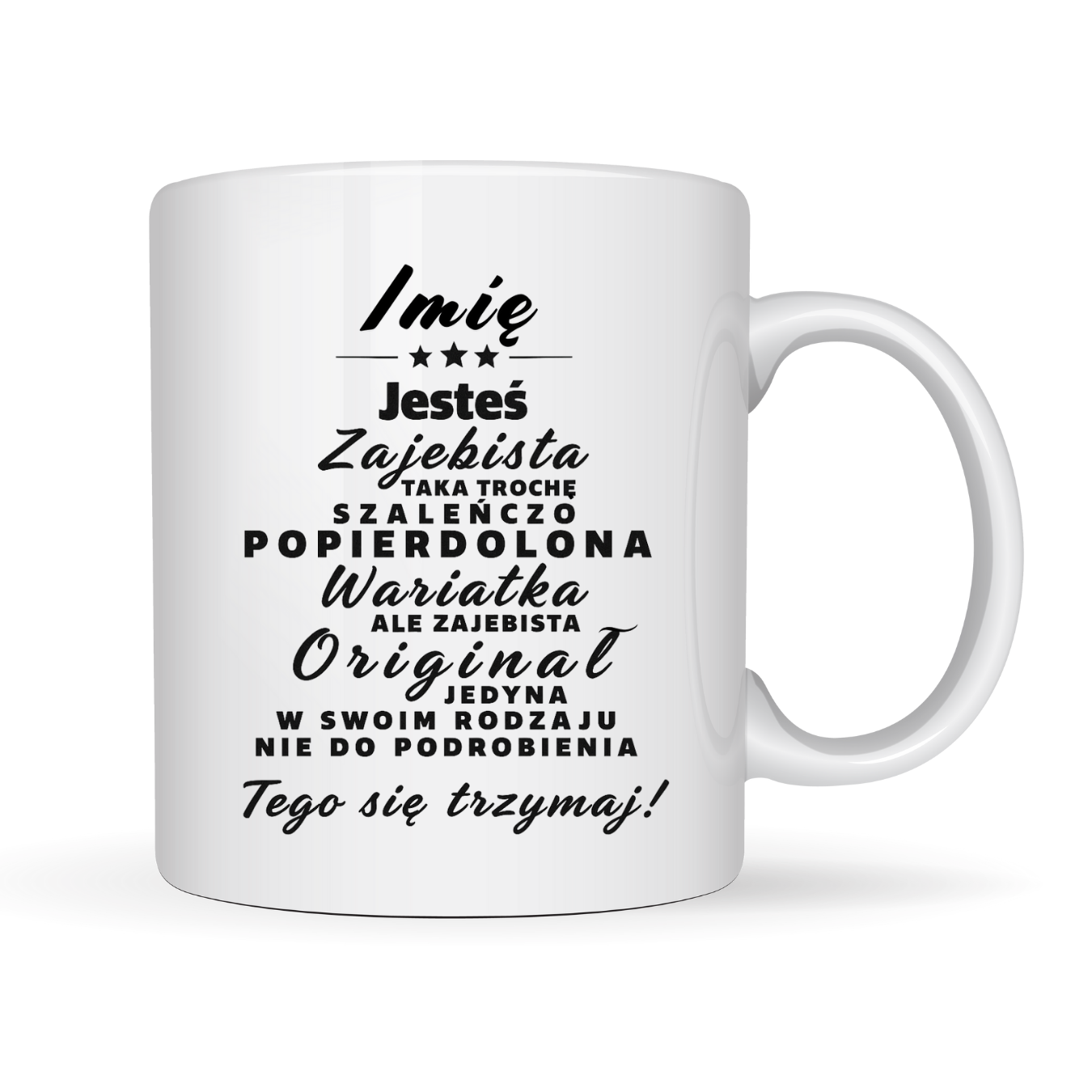 KUBEK Z IMIENIEM ,,POP***DOLONA WARIATKA" SAKOMEDI