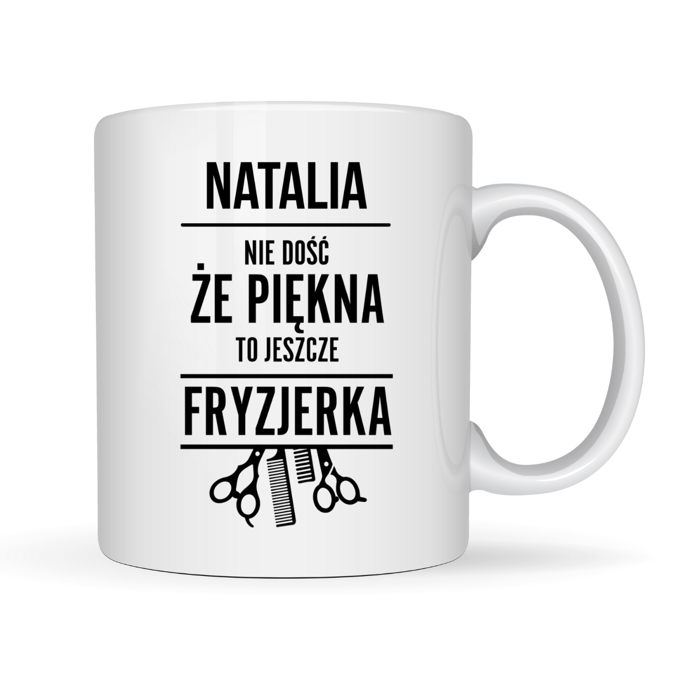 Kubek z dowolnym imieniem ,,Piękna fryzjerka"