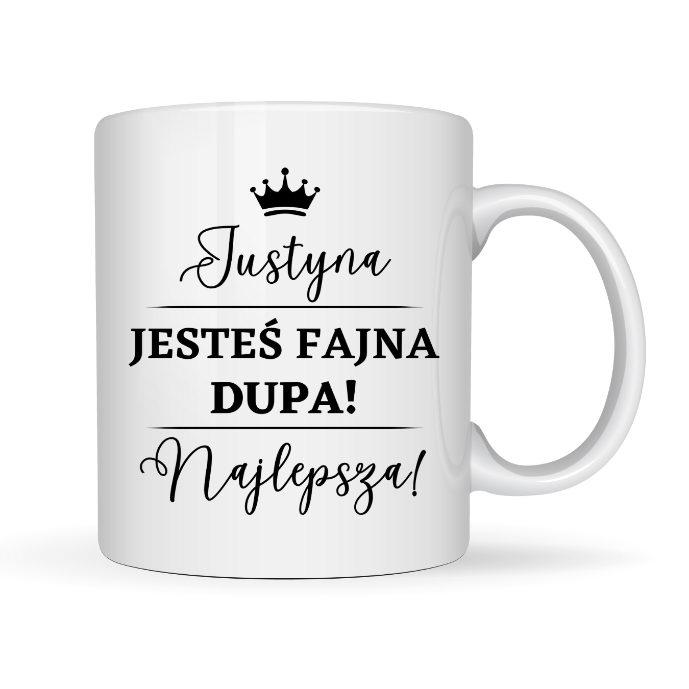 Kubek z dowolnym imieniem „Jesteś fajna dupa”