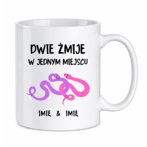 Kubek z dowolnymi imionami „Dwie żmije w jednym miejscu”