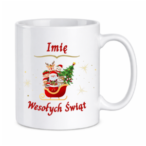Kubek z dowolnym imieniem "Wesołych Świąt"