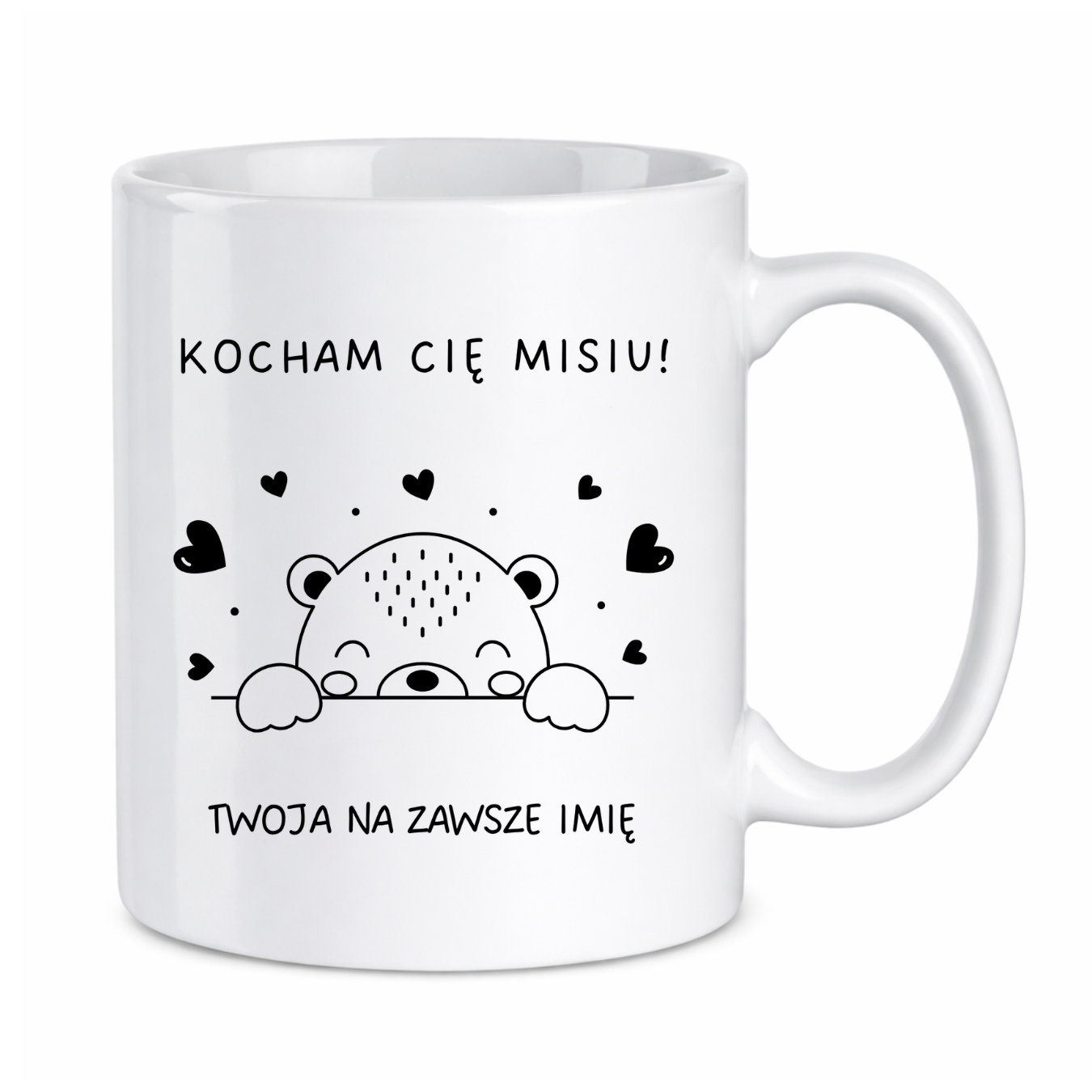 Kubek z dowolnym imieniem "Kocham Cię misiu"