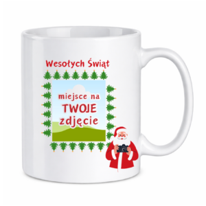 Kubek z dowolnym zdjęciem ,,Wesołych Świąt"