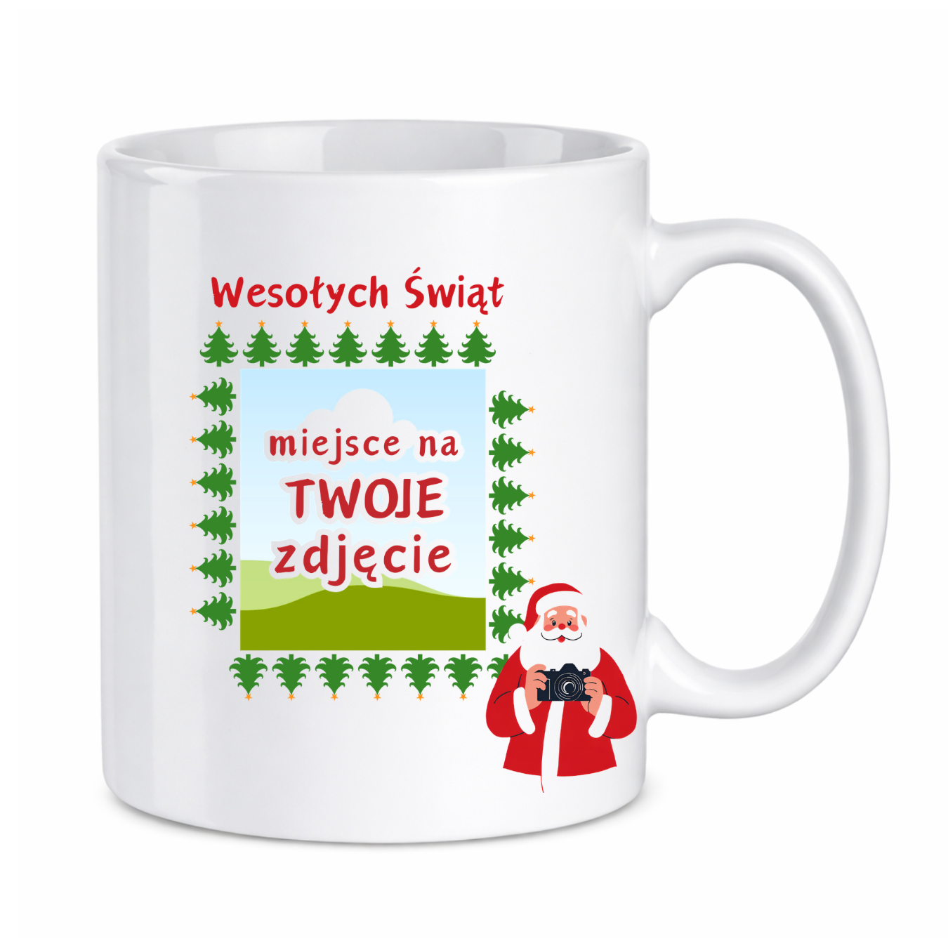 Kubek z dowolnym zdjęciem ,,Wesołych Świąt"