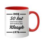 Kubek z dowolnym imieniem ,,50 lat części oryginalne"