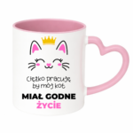 Kubek ,,Ciężko pracuję by mój kot miał godne życie''