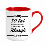 Kubek z dowolnym imieniem ,,50 lat części oryginalne"