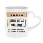 Kubek "Uwaga kobieta jest jak prąd i kawa"