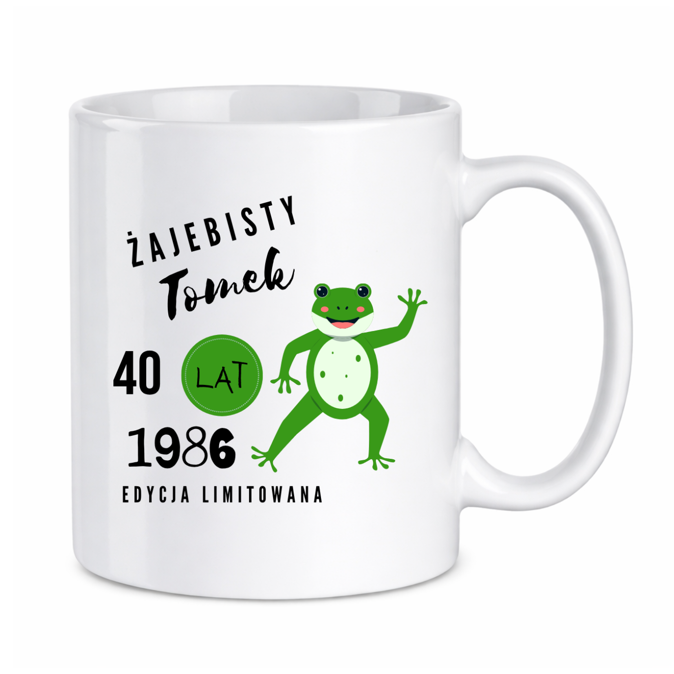 Kubek z dowolnym imieniem, wiekiem, rokiem "Żajebisty facet"