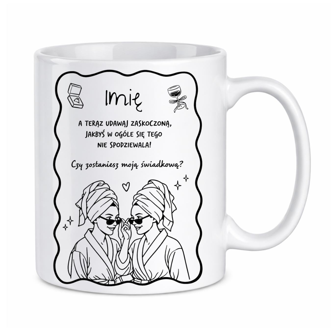 Kubek z dowolnym imieniem "Czy zostaniesz moją świadkową?"