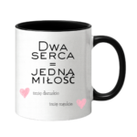 Kubek z dowolnymi imionami "Dwa serca=jedna miłość"