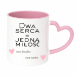 Kubek z dowolnymi imionami "Dwa serca=jedna miłość"