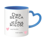 Kubek z dowolnymi imionami "Dwa serca=jedna miłość"