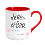 Kubek z dowolnymi imionami "Dwa serca=jedna miłość"