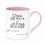 Kubek z dowolnymi imionami "Dwa serca=jedna miłość"