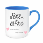 Kubek z dowolnymi imionami "Dwa serca=jedna miłość"