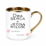 Kubek z dowolnymi imionami "Dwa serca=jedna miłość"
