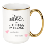 Kubek z dowolnymi imionami "Dwa serca=jedna miłość"