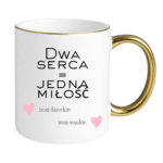 Kubek z dowolnymi imionami "Dwa serca=jedna miłość"