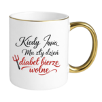 Kubek z dowolnym imieniem "diabeł bierze wolne"