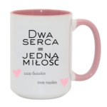 Kubek z dowolnymi imionami "Dwa serca=jedna miłość"