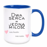 Kubek z dowolnymi imionami "Dwa serca=jedna miłość"