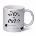 Kubek z dowolnymi imionami "Dwa serca=jedna miłość"