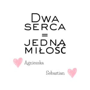 Kubek z dowolnymi imionami "Dwa serca=jedna miłość"