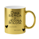 Kubek z dowolnymi imionami "Dwa serca=jedna miłość"