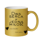 Kubek z dowolnymi imionami "Dwa serca=jedna miłość"
