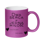 Kubek z dowolnymi imionami "Dwa serca=jedna miłość"