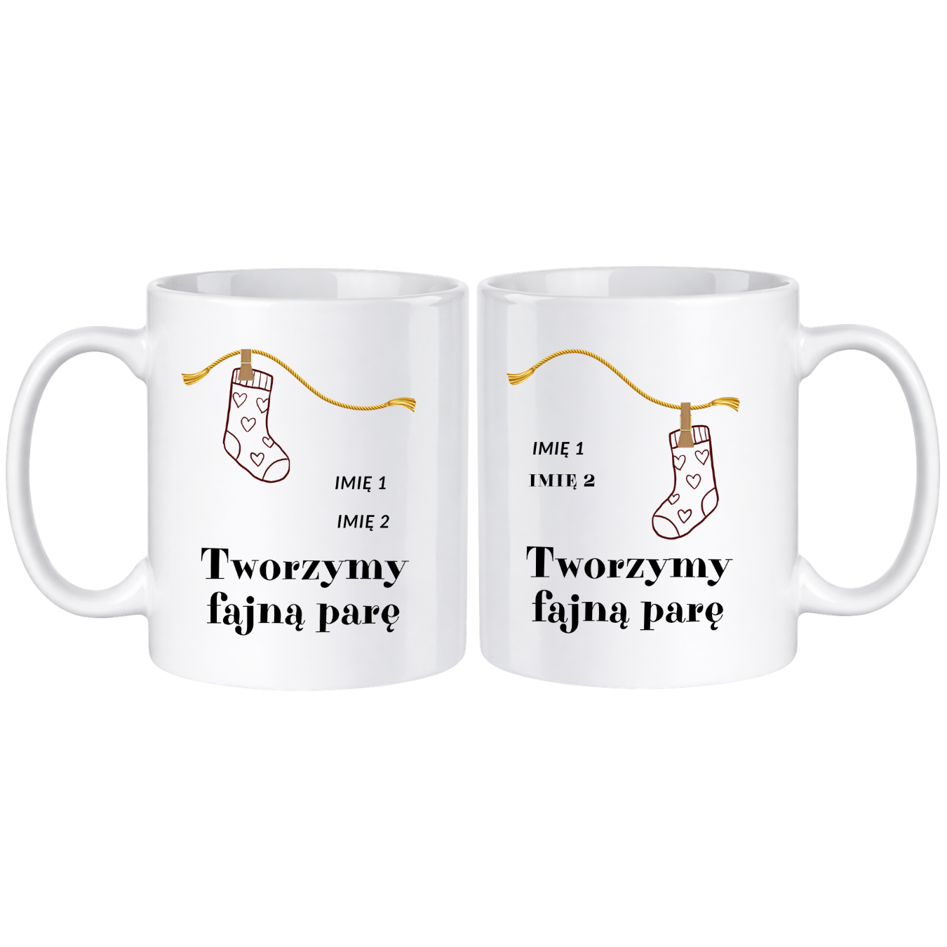 Zestaw kubków z imieniem "Tworzymy fajną parę"