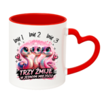 Kubek z dowolnymi imionami "Trzy żmije w jednym miejscu"