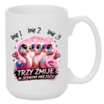 Kubek z dowolnymi imionami "Trzy żmije w jednym miejscu"