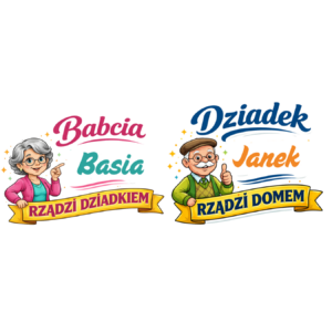 Zestaw kubków z imieniem "Babcia, dziadek"