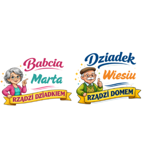 Zestaw kubków z imieniem "Babcia, dziadek"