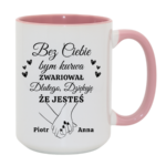 Kubek z dowolnymi imionami "Bez ciebie bym zwariował"