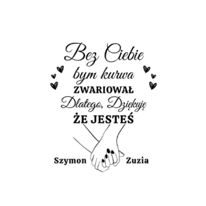 Kubek z dowolnymi imionami "Bez ciebie bym zwariował"