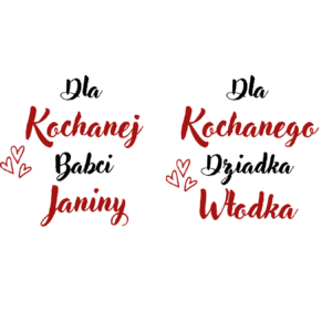 Zestaw kubków z imieniem "Dla kochanej babci, dziadka"