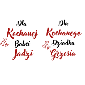 Zestaw kubków z imieniem "Dla kochanej babci, dziadka"