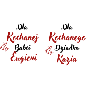 Zestaw kubków z imieniem "Dla kochanej babci, dziadka"
