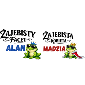 Zestaw kubków z imieniem "Żajebisty facet, żajebista kobieta"