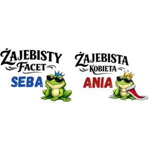 Zestaw kubków z imieniem "Żajebisty facet, żajebista kobieta"