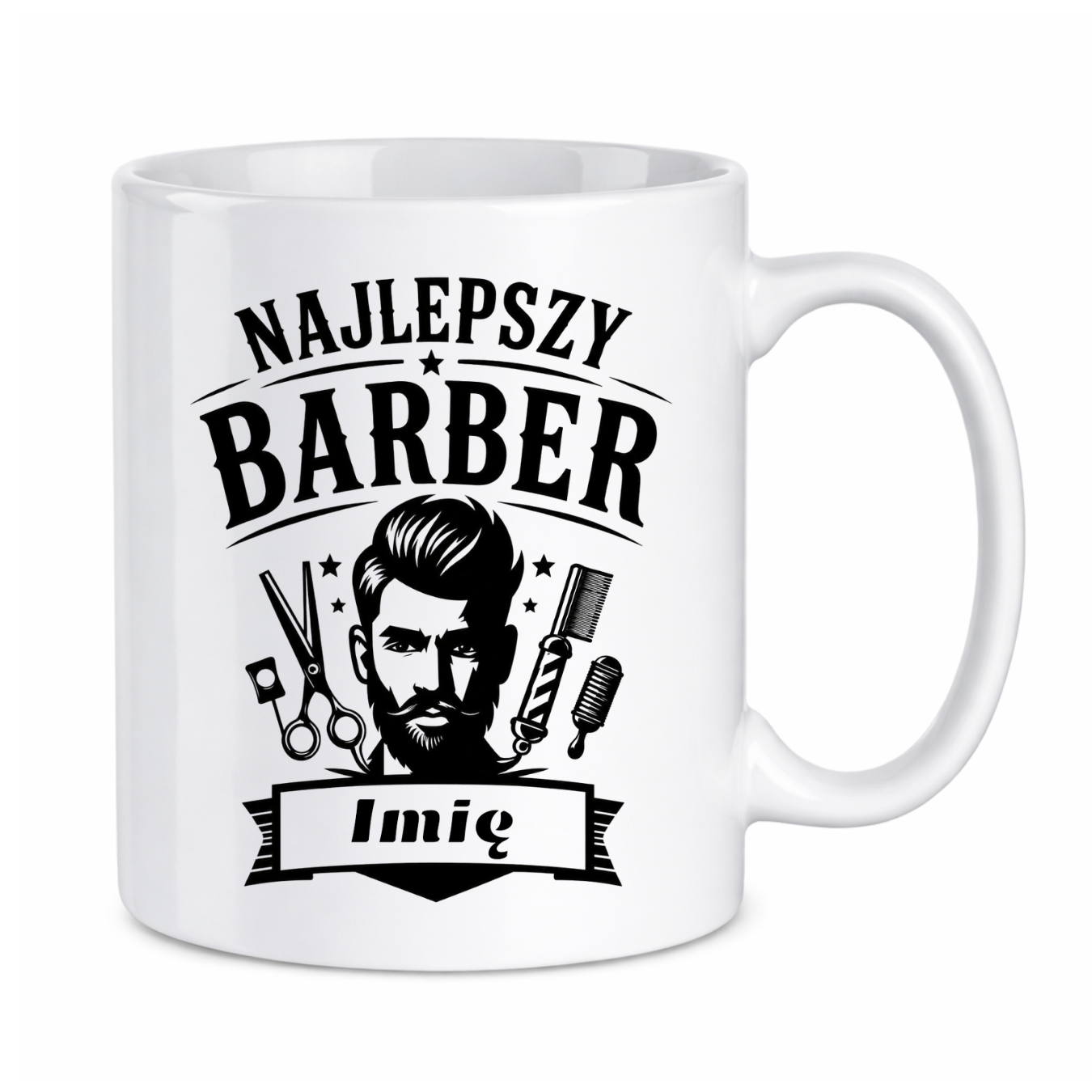 Kubek z dowolnym imieniem "Najlepszy barber"