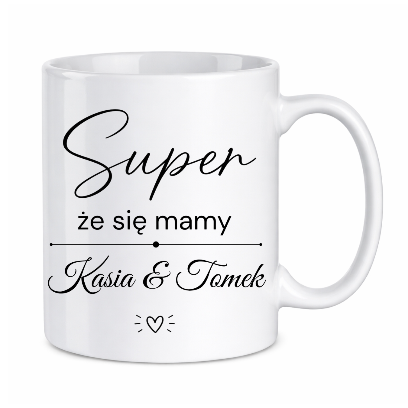 Kubek z dowolnymi imionami "Super, że się mamy"