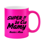 Kubek z dowolnymi imionami "Super, że cię mamy!"