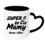 Kubek z dowolnymi imionami "Super, że cię mamy!"