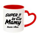 Kubek z dowolnymi imionami "Super, że cię mamy!"