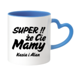 Kubek z dowolnymi imionami "Super, że cię mamy!"