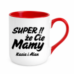 Kubek z dowolnymi imionami "Super, że cię mamy!"